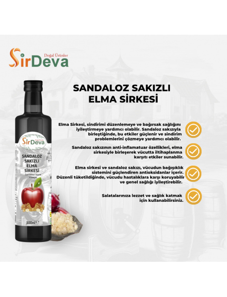 Sirdeva Sandaloz Sakızlı Elma Sirkesi Doğal Fermantasyon 500 ml